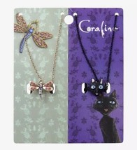 Coraline Cat &amp; Dragonfly Best Friend Ring Pendants Necklace Set - £18.29 GBP