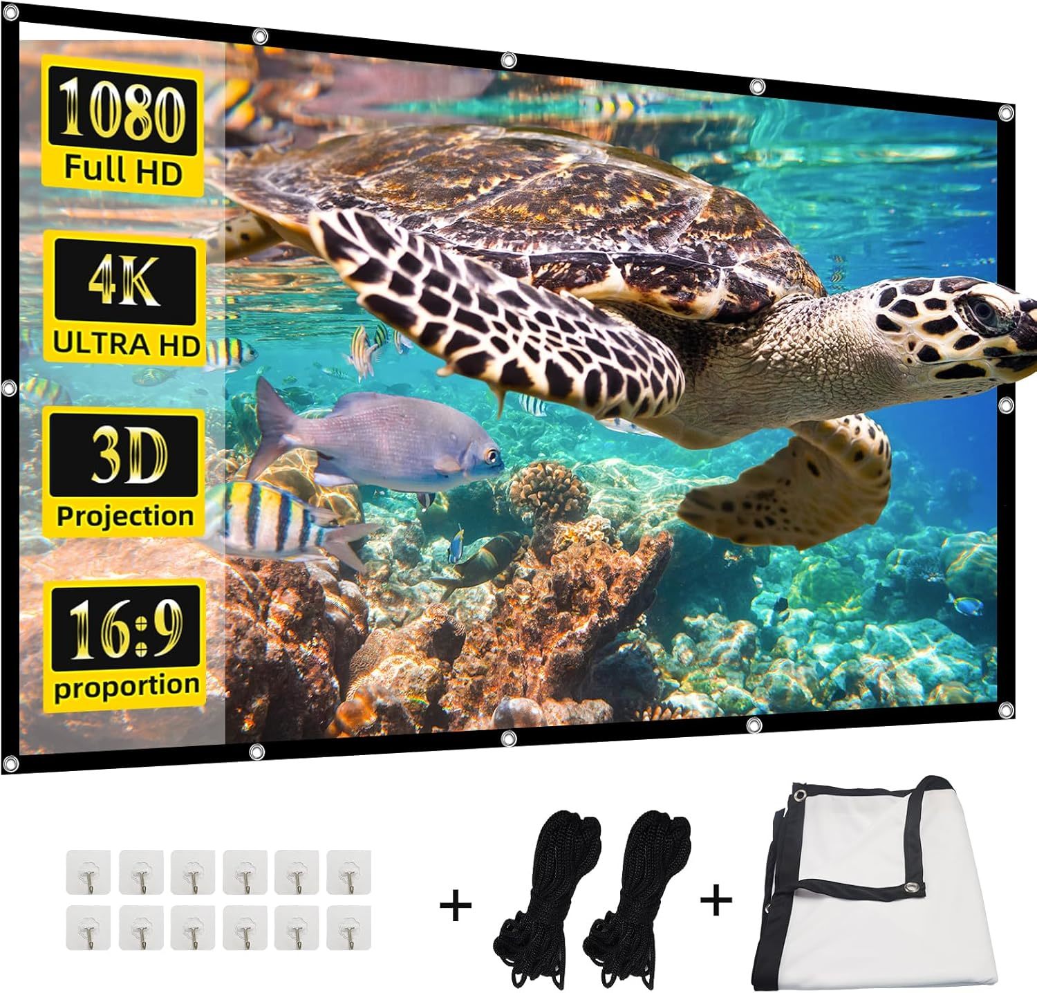 Projector Screen,Huanyingbjb 4K 16:9 Hd Rear Front Projector Screen, 120 - $35.98