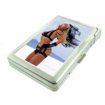 Rock And Roll Pin Up Girl D12 Cigarette Case with Built in Lighter Metal... - $19.75