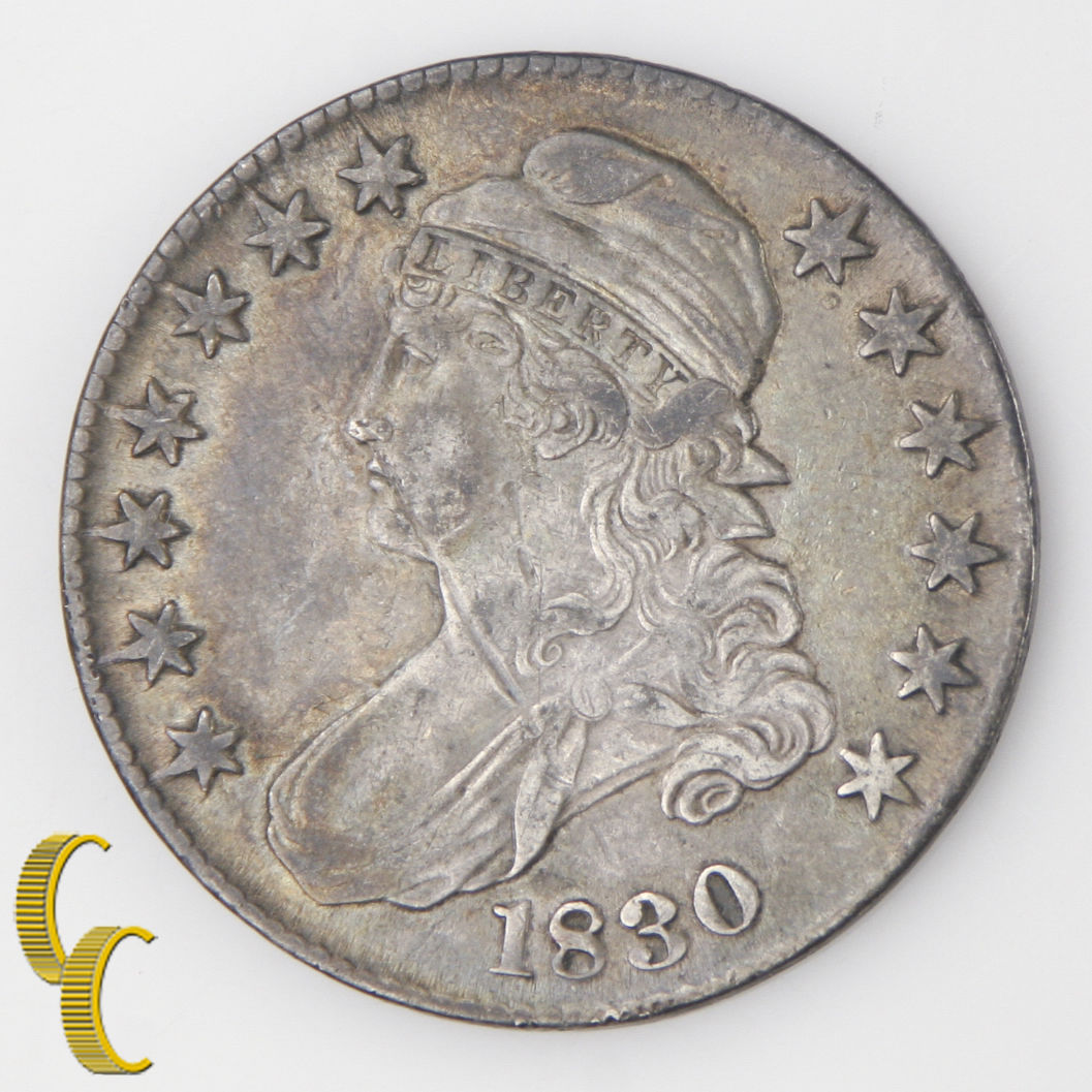 1830 Capped Bust Silver Half Dollar 50c (Extra Fine, XF) Original Toning - $150.31