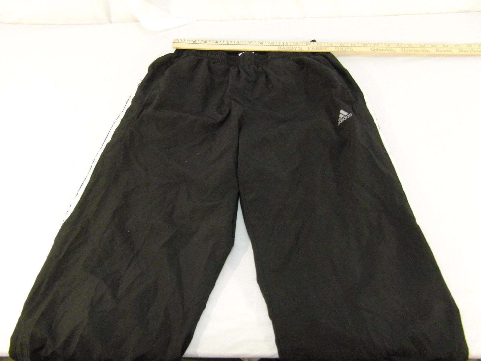 Adult Men&#39;s Adidas Black White Lined Athletic Track Crossfit Pants Weigh... - $14.30