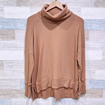 Michael Stars Bea Brushed Jersey Turtleneck Top Camel Brown Womens Small - £77.89 GBP