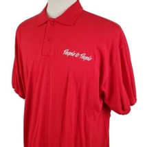 Vintage Anvil Polo Shirt XL Red Embroidered &quot;People to People&quot; 50/50 Made USA - £14.84 GBP