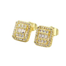 18k Layered Real Gold Filled Square men&#39;s Earring Icedout - €10,12 EUR