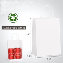 25 Pcs Kraft Paper Gift Bags with Handles 5.25x3.75x8 25 Pcs White Shopp... - £11.72 GBP