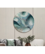 Handmade Leather Sticker Hanging Picture Circular Abstract Decorative Picture - $590.80