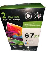67XL High Yield Ink Cartridge Black/Color Combo replacement for HP 6000 ... - $24.63
