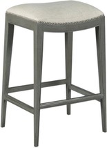 Bar Stool Woodbridge Saddle Seat Sahara Gray Beige Linen Nickel Kickplate - £853.43 GBP