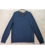 Calvin Klein Sweater Mens Large Blue Extra Fine Merino Wool Long Sleeve ... - £21.78 GBP