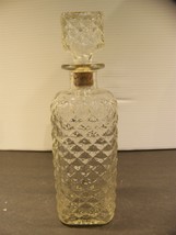 Vintage Brandy Liquor Decanter Diamond Quilted Glass Mouquin - £24.77 GBP