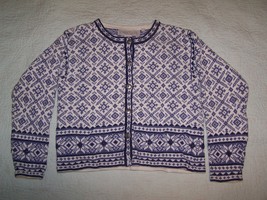 NOMADIC TRADERS Womens Blue White Cardigan Sweater Size S  - $39.98