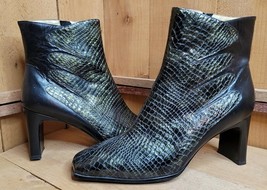Women&#39;s Size 9.5 M Bellini Genuine Reptile Leather Boots 3.25&quot; Heel Gree... - $52.50