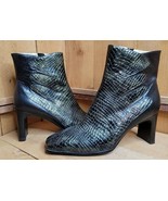 Women&#39;s Size 9.5 M Bellini Genuine Reptile Leather Boots 3.25&quot; Heel Gree... - $52.50