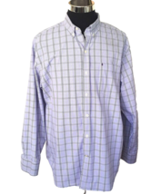 IZOD Dress Shirt Men&#39;s Size X-Large Premium Essentials Multicolor Lavender Plaid - £14.77 GBP