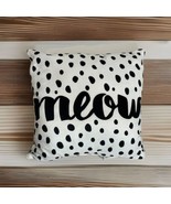 Trend Collector MEOW Sqaure 12&quot;X12&quot; Pillow Black Polka Dot Cat Decorative - £9.00 GBP