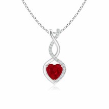 Authenticity Guarantee 
5MM Natural Ruby Pendant Necklace with Diamond for Wo... - £537.45 GBP