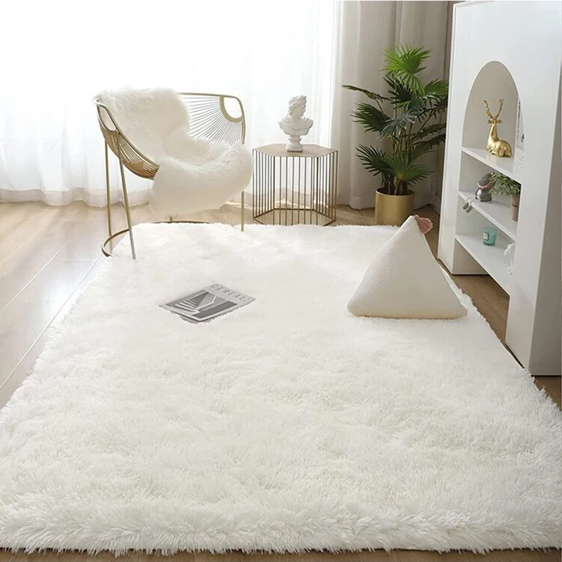 Soft  Plush Carpets For Living Room Area Rugs Cream Fluffy Bedroom Girls... - £13.20 GBP+