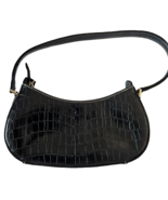 Liz Claiborne Faux Alligator Purse Black Polyvinyl 3 Compartments 9&quot;x6&quot; ... - $16.27 CAD