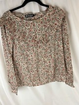 Allegra k Womens Size M Floral Print  Long Sleeve Blouse Top Plated - £17.10 GBP