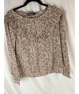 Allegra k Womens Size M Floral Print  Long Sleeve Blouse Top Plated - £16.82 GBP