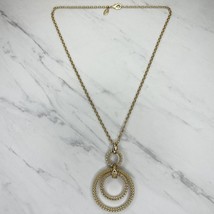 Chico&#39;s Gold Tone Studded Rings Pendant Necklace - £15.56 GBP