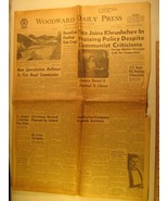 Newspaper WOODWARD DAILY PRESS Dec 13, 1962 Tito Joins Khrushchev... [Y5... - £7.14 GBP