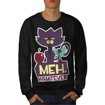 Wellcoda Meh Whatever Animal Mens Sweatshirt, Grumpy Casual Pullover Jumper - £23.70 GBP+