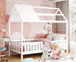 Kids House Bed,Twin Size Bed House Wood Montessori House Bed Frame With ... - $611.99