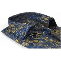 Men's Silky Paisley Floral Shirt By JT Milano AVM Turkey Slim Fit 6006-33 Navy image 2