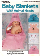Baby Blankets with Animal Hoods Leaflet 2164 Leisure Arts Kay Fisher Mea... - $6.50