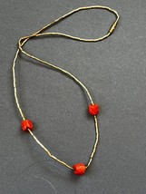 Old Pawn Liquid Silver w Faux Coral Nugget Beads Necklace – 14.5 inches long x - £10.34 GBP