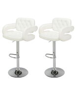 2 x Bar Stools Adjustable and Rotating with Backrest White Bar Chair - $210.60