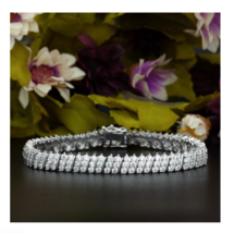 14CT Round Cut Diamond 14K White Gold Over Designer Bracelet For Women&#39;s Gift - £183.81 GBP