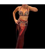 Luxury Burgundy Belly Dance Costume: Handmade Oriental Dress Set - $5,124.00 MXN