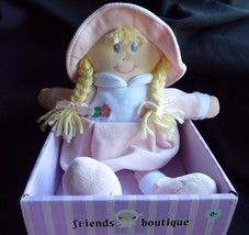 Kids Preferred Pink Doll Lovey Soft Toy Hat Blonde Braids Plush 11&quot; - £19.86 GBP