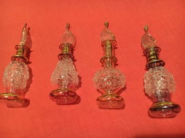 Set of 15 Mouth blown EGYPTIAN PERFUME BOTTLES Pyrex Gold Painted Glass 4&quot; - $75.27 CAD