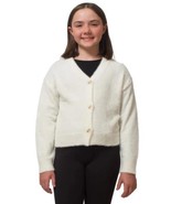 DKNY Girls Boys Cardigan White Sweater Relaxed Fit Ribbed Cuff Hem 3-Button - $56.24 CAD