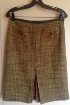 Authentic Cynthia by Cynthia Steffe Moss Green Tweed A Line Skirt SZ 6 - £70.41 GBP
