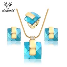 Viennois Jewelry Sets for Women Austrian Crystal Geometric Pendant Necklace Earr - £42.80 GBP