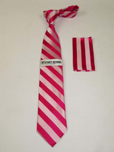 Men's Stacy Adams Tie and Hankie Set Woven Silky #St4 Fuchsia Pink image 2