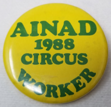 Ainad Circus Worker 1988 Pin Button Shriners Green Yellow - £9.63 GBP