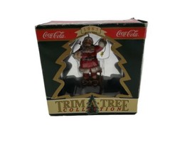1990 Coca-Cola Trim-A-Tree Ornament 1943 Santa Standing On Stool Figurine  - $9.80