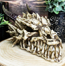 9&quot;L Grinning Fossil Bone Skeleton Dragon Skull Decorative Jewelry Box Statue - £35.27 GBP