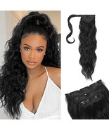 Seikea 18&quot; Black Ponytail Extension Hair Set 4 Piece Long Thick Clip In ... - £23.61 GBP