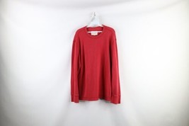 Vintage Eddie Bauer Mens Large Faded Thermal Waffle Knit Long Sleeve T-Shirt Red - £34.84 GBP