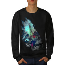 Wellcoda Flaming Metal Rock Skull Mens Sweatshirt, War Casual Pullover Jumper - £23.81 GBP+