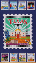 24&quot; X 44&quot; Cotton Panel Quilt Across Texas Postage Stamps Fabric Panel D503.18 - £11.01 GBP