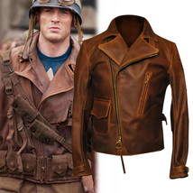 Captain America The First Avengers Distressed Brown Biker Real Leather Jacket - £55.37 GBP+