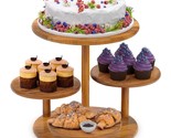 4 Tier Round Cupcake Tower Stand For 50 Cupcakes,Wood Cake Stand With Ti... - $91.99