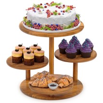 4 Tier Round Cupcake Tower Stand For 50 Cupcakes,Wood Cake Stand With Ti... - $91.99